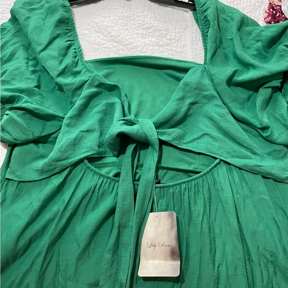 Plus size Green Square Neck Dress with tie in back size 2x - Picture 10 of 11